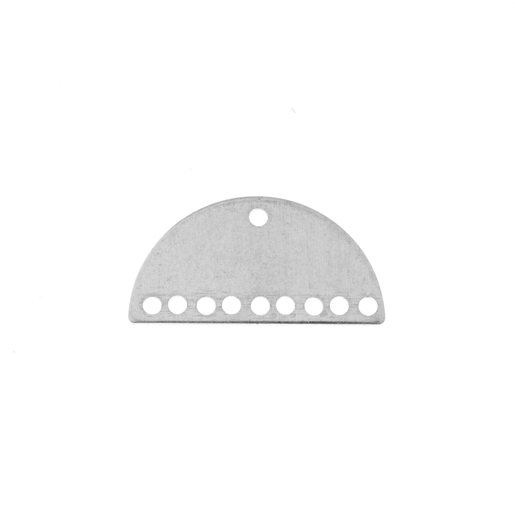 John Bead Silver Half Moon Semicircle with 10 Holes Pendants, 10ct.